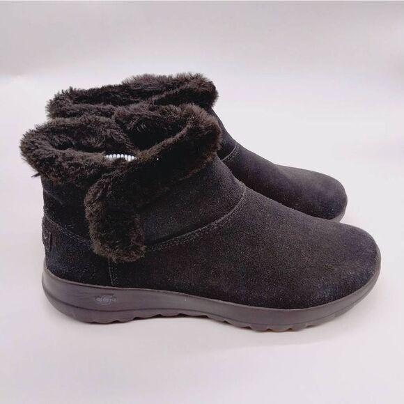 Skechers On The Go Joy Bundle Up Black‎ Suede Booties Womens Size 9 Cushioned - Picture 1 of 8